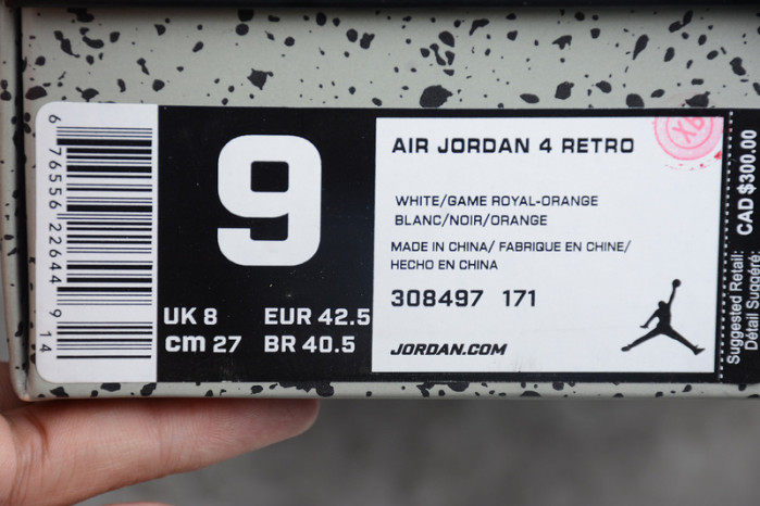 air jordan 4 retro og white blue orange 308497-171