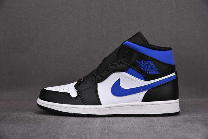 jordan 1 mid white black royal - 554724-140