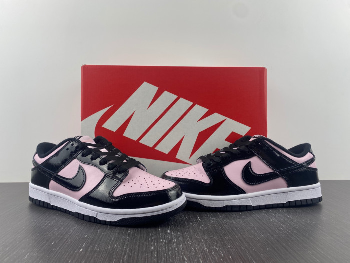 nike dunk low pink black patent dj9955-600