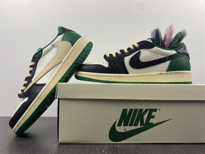 fragment design x travis scott x air jordan 1 retro low green black white dm7866-128