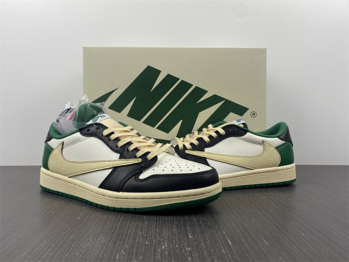 fragment design x travis scott x air jordan 1 retro low green black white dm7866-128