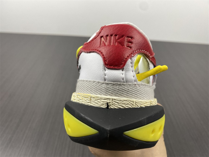 nik ofw x nike blazer low white university red dh7863-100