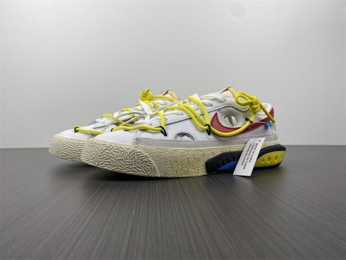 nik ofw x nike blazer low white university red dh7863-100