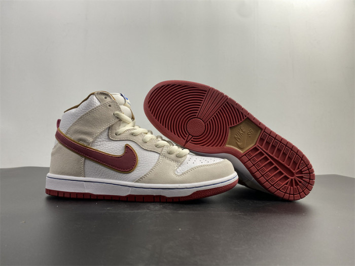 nike sb dunk high sail bright crimson - cv9499-100